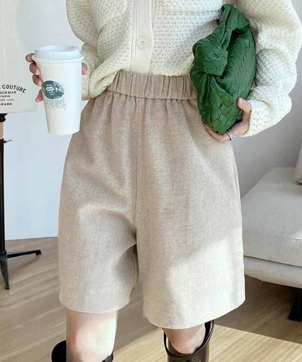 ★M〜XL★2色★ブラック ベージュ パンツ ショート ハーフパンツ キュロットパンツ ベーシック 半ズボン 脚長 OL 通勤 通学 旅行 お出かけ 普段着 イ...