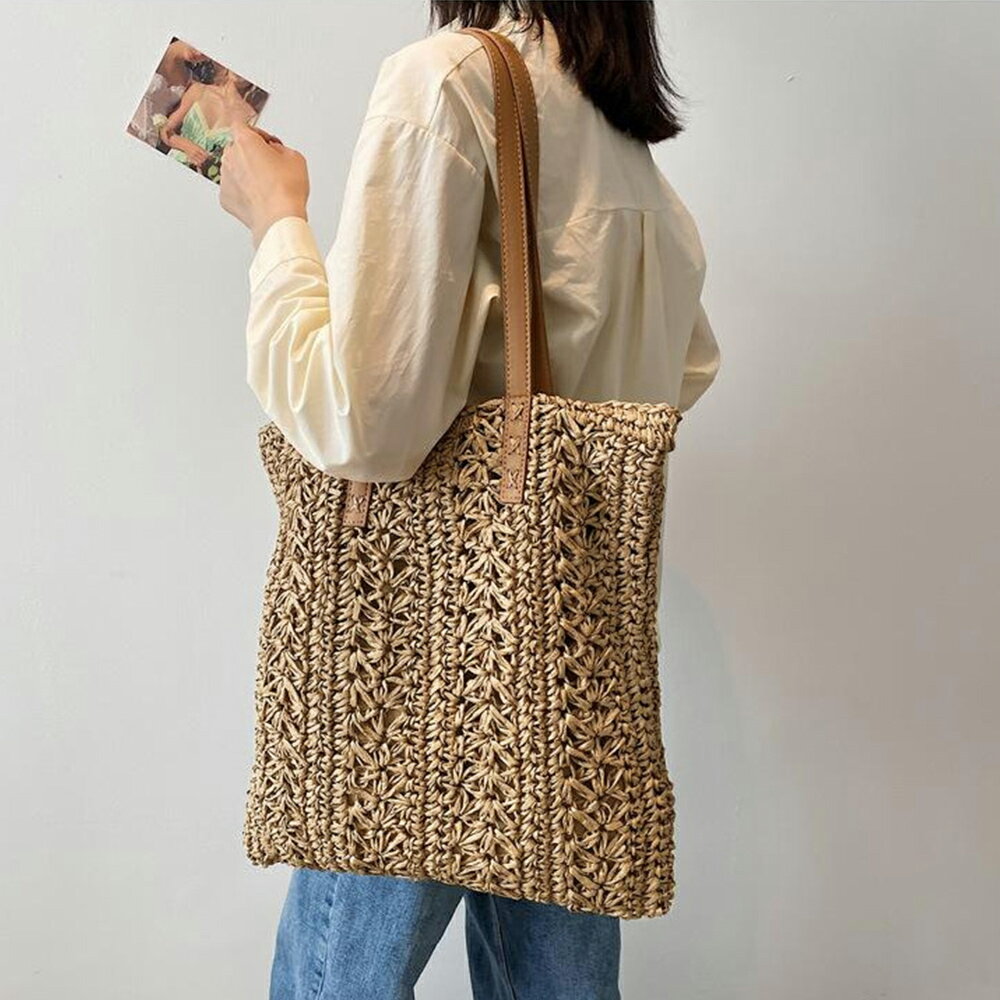 ★2色★ベージュ ライトブラウン バッグ トートバッグ 韓国カジュアル鞄 肩掛けバッグ 夏 海 海岸 プール..