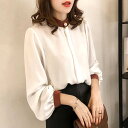 ★M~XL★2色★ネイビー ホワイト ブラウス シャツ バルーン たっぷり袖 韓国風ブラウス 長袖無地 OL 通勤 通学 お出かけ デート 韓国風ファッション インスタ 撮影 アイドル★バルーンスリーブ ブラウス レディース 長袖 シャツ 韓国風 M L XL サイズ★フリーダムsale