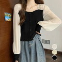★3色★ブラック ホワイト クリーム色 ニット トップス セーター 重ね着風 かわいい OL 通勤 通学 普段着 デート 韓国風ファッション インスタ 撮影 アイドル★ニットブラウス 袖切り替えニットトップス 韓国風セーター 春秋 レディース ワンサイズ★フリーダム sale