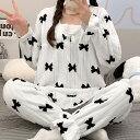 ★5色★ハート柄 リボン柄 くすみピンク ベビーピンク ブルーグレー パジャマ 部屋着 寝間着 ルームウェア あったか ふわふわ やわらかい ナイトウェア 韓国風部屋着セット インスタ 撮影 アイドル★フリースパジャマ 上下セットアップ 韓国 ワンサイズ ★ フリーダムsale