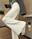 ★4色★ブラック オフホワイト グレー ベージュ パンツ リブニット ズボン ワイド 普段着 ゆったり おうち 韓国風ファッション お出かけ 旅行 インスタ 撮影 アイドル★サイド縦ラインニットパンツ ワイドパンツ レディース韓国ニットパンツ 韓国風 ワンサイズ★フリーダsale