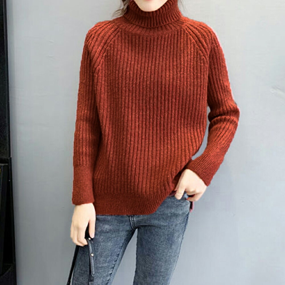 ★6色★ベージュ ピンクベージュ ブラウン コバルトブルー テラコッタ オレンジ ニット トップス OL 通勤 通学 普段着 デート 韓国風ファッション インスタ 撮影 アイドル★リブニットトップス タートルネック 韓国 レディース長袖韓国風セーター ワンサイズ★フリーダムsaleのサムネイル