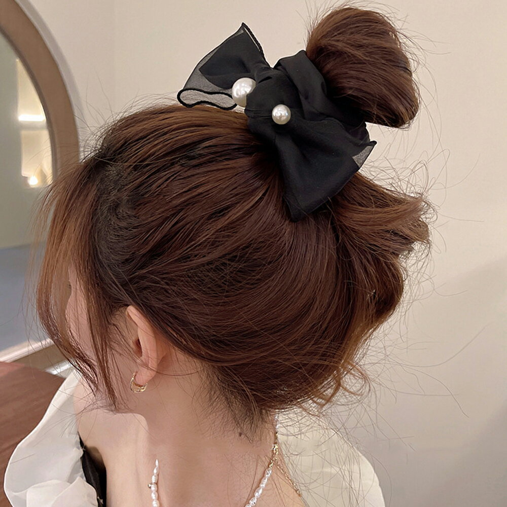 ★1色★ブラック リボン ヘアゴム シュシュ 大きめ デイリー 結婚式 パーティ ヘアアレンジ 普段着 パーティー キャバ ドレス 着物 盛装 小物 コスプレ アレンジ インスタ 撮影 アイドル★ヘアゴム リボンシュシュ レディース韓国髪留め ヘアアクセサリー★フリーダムsale