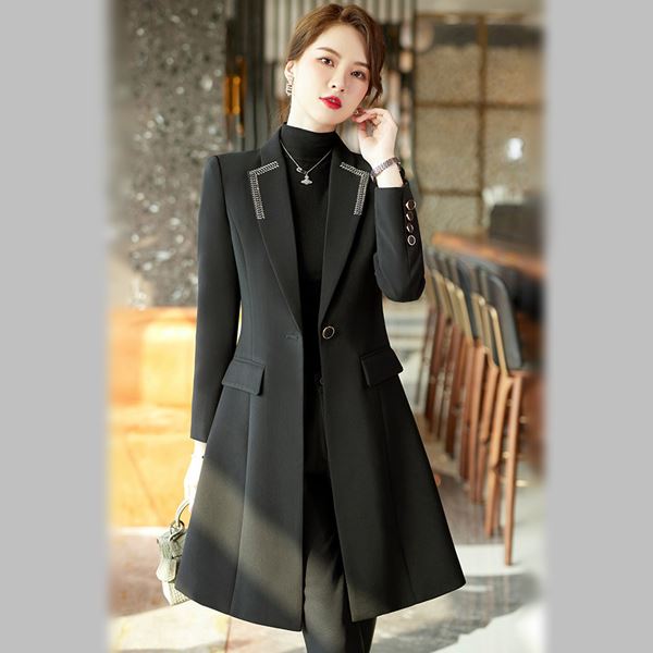 大きいサイズ スーツ ロングジャケット パンツスーツ フォーマル OL 豪華スーツ ゴージャス 就職活動 制服 ビジネス OL通勤 面接 卒業式 入学式 パーティー服★大人気のロング丈ジャケット＆パンツの2点セット長袖レディーススーツ L 2L 3L 4L 5L サイズ★フリーダム セール