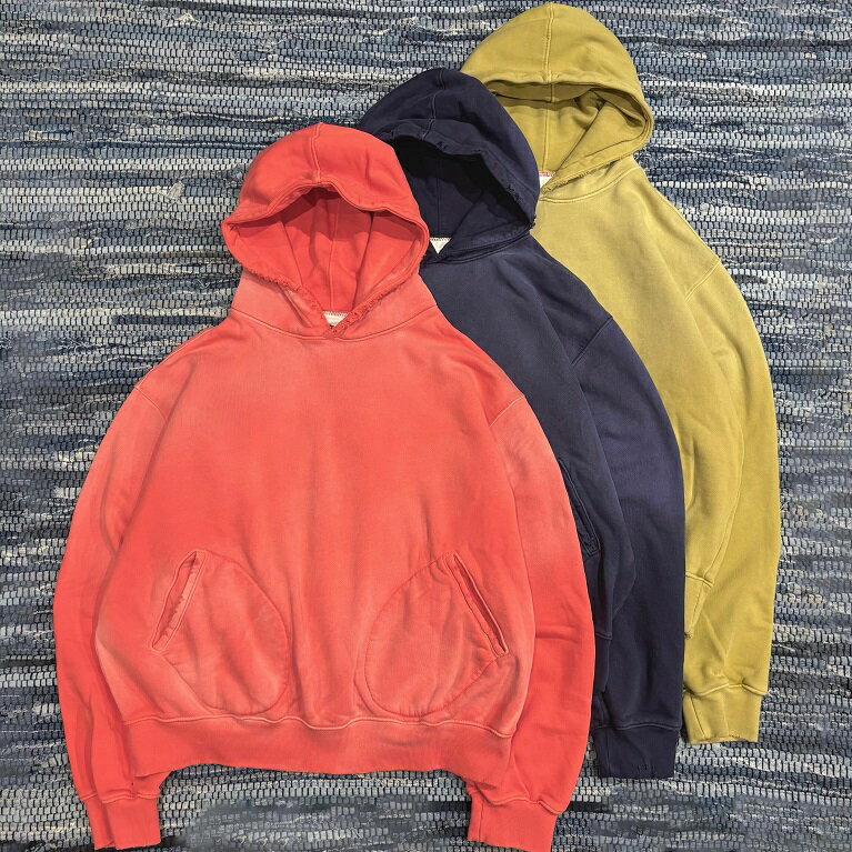 MOOJI MOOJI CLASSIC 1930 HOODIE AGED - Made in USA - CORAL WASABI NAVY / ムージームージー フーデ..