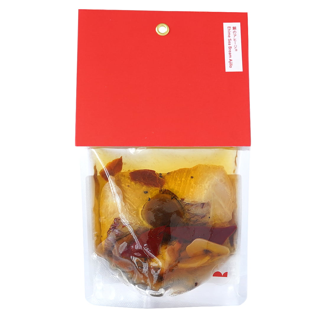 鯛のアヒージョ【愛媛産真鯛】 パウチ 60g 国産 瀬戸内海産 お取り寄せ おつまみ あて おかず 酒肴 宅飲み バル 手軽 常温 オリーブオイル ニンニク ガーリック タコ トマト スペイン料理 MEDETAIME w-harmony-10000160 W-harmony楽天市場店 サンプル画像2