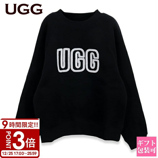 ��P3�ܡ�UGG ���� �������å� LOGO CREWNECK 1171477 �֥�å� ��ǥ����� �ȥ졼�ʡ� ���롼�ͥå� �����������å� �ץ륪���С� Ĺ...