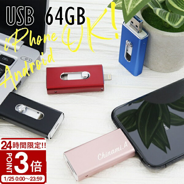 【P3倍】【名入れ】USBメモリ 64GB USB 卒業記念 就職 就職祝い 記念品 USBメモリー 名前入り 刻印 バックアップ 御礼 御祝 卒業式 入学式 入園式 創立記念 転勤祝い 進級祝い 進学祝い 大量注文 写真 プチギフト父の日 実用的