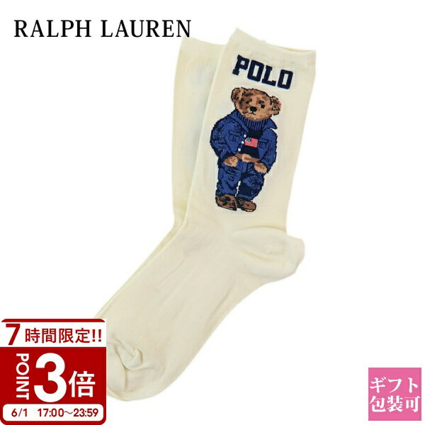 乐天商城 - 【P3倍】RALPH LAUREN ラルフローレン ソックス 靴下 ベア アイボリー 79071 23 - 26.5 cm
