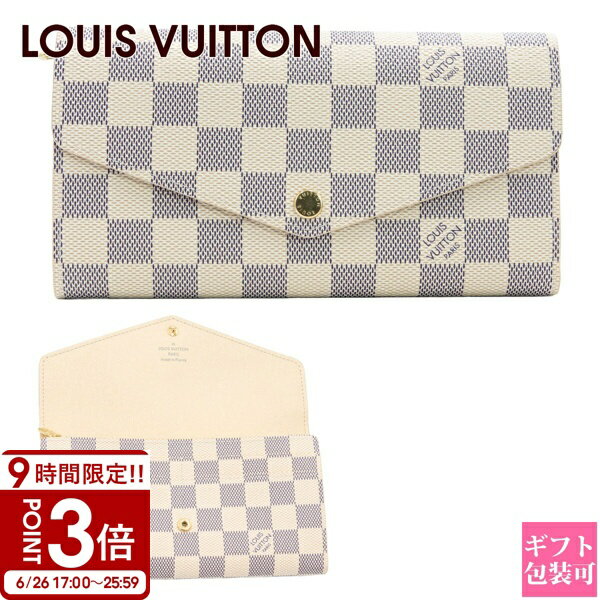 乐天商城 - 【P3倍】LOUIS VUITTON ルイヴィトン 長財布 ポルトフォイユ サラ ダミエ アズール N63208