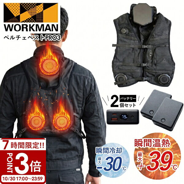 【P3倍】【2026年冬モデル】ワークマン ウィンドコア ヒーター ペルチェベスト PRO3 専用バ ...
