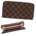 LOUIS VUITTON ルイヴィトン 長財布 ラウンドファスナー ジッピーウォレット ダミエ エベヌ/ローズ バレリーヌ N60046
