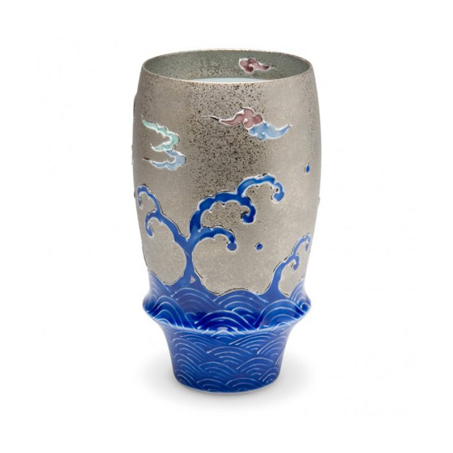 ビアグラス 陶器 有田焼 ビールグラス ビールカップ ワイングラス ワイン 有田焼 おしゃれ 和食器 客用 和モダン 北斎 日本製 贈り物 ギフト プレゼント 引き出物 新築祝い 父の日 引越祝い お誕生日祝い【送料無料】プレミアムビアグラス『北斎』