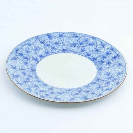 和食器 有田焼 丸型 円形 サークル プレート おしゃれ 唐草 福泉窯 お祝い パーティー ホームパーティー 日本製 大皿 食器 モダン 贈り物 御祝 和食 旅館 ホテル クニエダヤスエ【送料無料】染付みじん唐草9寸プレート