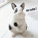 うさぎ 白い 黒ぶち ウサギ 兎 ラビット 動物雑貨アンティーク ディスプレイ 店舗装飾 オブジェ 置物 おしゃれ 面白雑貨 インテリア雑貨 かわいい 贈り物 誕生日 プレゼント ギフト 幸せ【送料無料】ウーリーラビット(3)