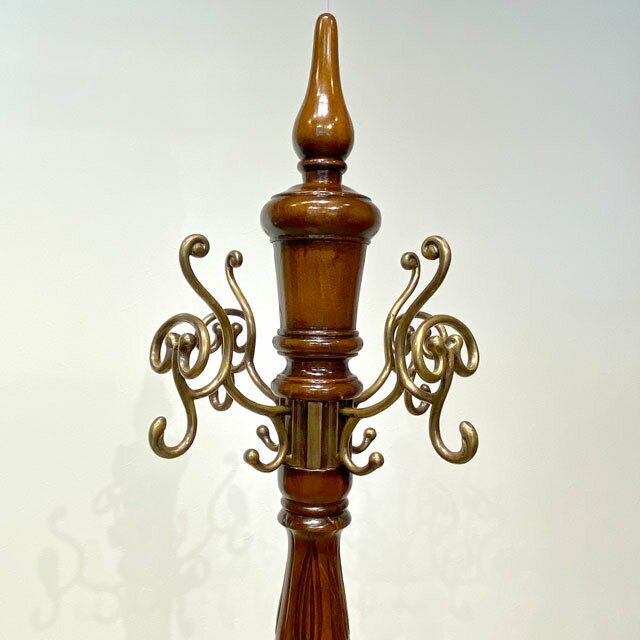 ポールハンガー ハンガーラック コートハンガー 木製ハンガーラック マホガニー無垢 おしゃれ ラック 洋服掛け コート掛け 帽子かけ 玄関収納【送料無料】マホガニー無垢 ポールハンガー [2]