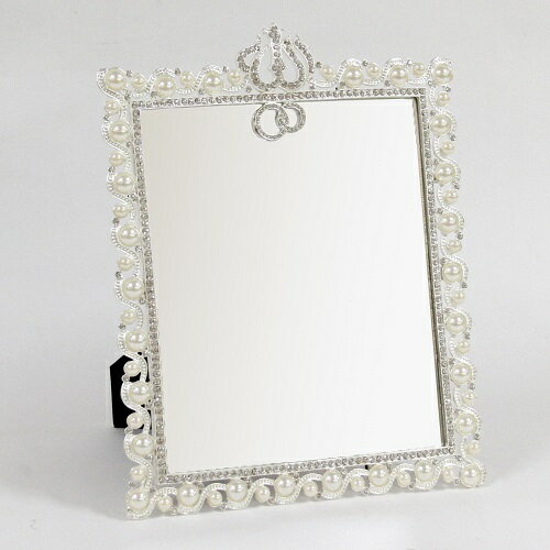 Rakuten - 鏡 卓上ミラー おしゃれ アンティーク パール ゴージャス 姫系 メイクミラー 化粧鏡 化粧ミラー ガラススタンドミラー ロココ調【送料無料】パールのフレーム スタンドミラー