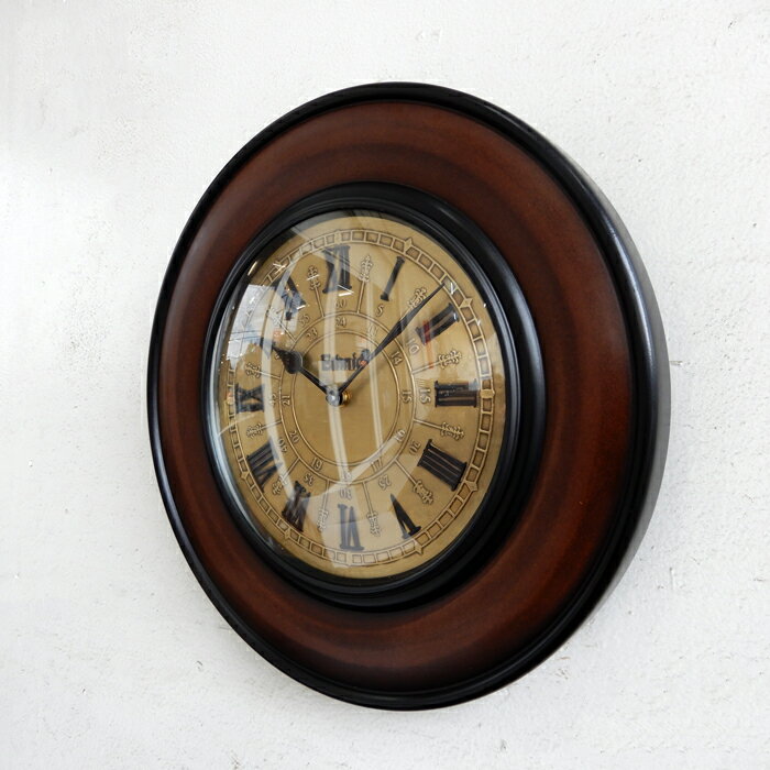 掛け時計 アンティーク モダン 個性的 ヴィンテージ風 壁掛け時計 おしゃれ エスニック ブラウン ディスプレイ 壁掛け小物 おしゃれ 電池式 店舗 お店 インテリア時計 贈り物 プレゼント【送料無料】Ethnic Clock Market 壁掛け時計