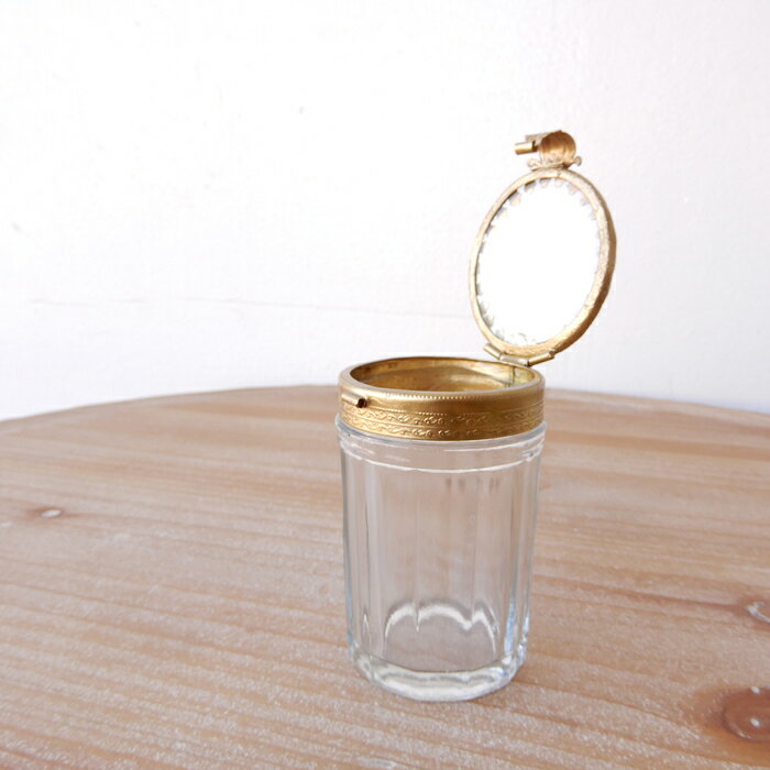 綿棒入れ コットンケースおしゃれ かわいい ガラス アンティーク風 レトロ アクセサリー入れ 真鍮 ガラスケース 綿棒入れ 小物入れ ガラス ふた付き ボックス 蓋付き アンティーク 真鍮 フラップ式 クラシック 収納 真鍮とガラス 真鍮ガラスケース [3]