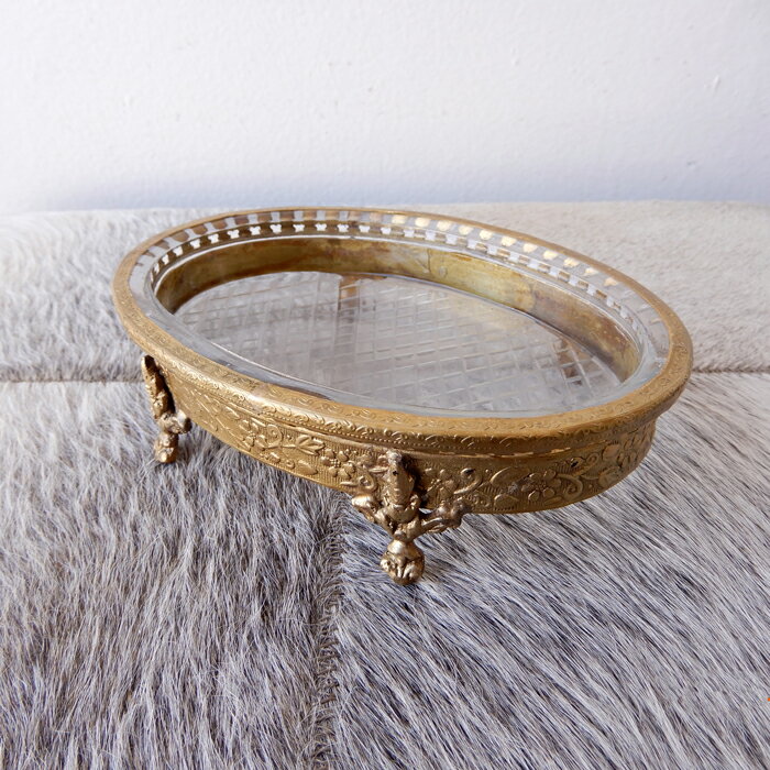 ソープディッシュ おしゃれ 真鍮 ガラス 石鹸トレー 石鹸置き 石けん皿 アンティーク調 小物入れ アクセサリー入れ 小物入れ エレガントソープディッシュGD