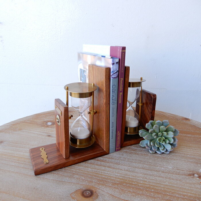 Rakuten - ブックエンド 本立て 砂時計 hourglass アワーグラス アンティーク調 おしゃれ 高級感 本立て ブックスタンド おしゃれ 卓上 机上 モダン 整理 本棚 仕切り 本 ディスプレイ インテリア雑貨【送料無料】ブックエンド・砂時計