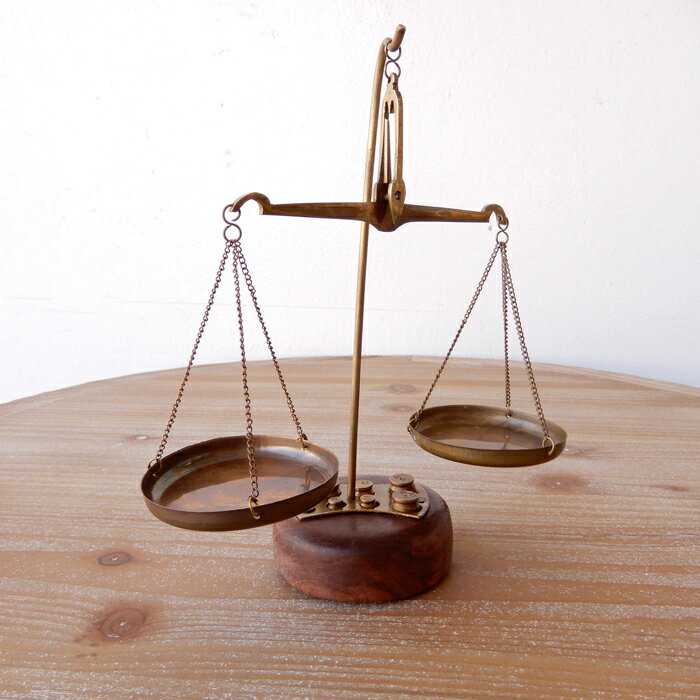 スケール 天秤 秤 ブラウン 真鍮 ブラス アンティーク ディスプレイ インテリア オブジェ クラシック ..