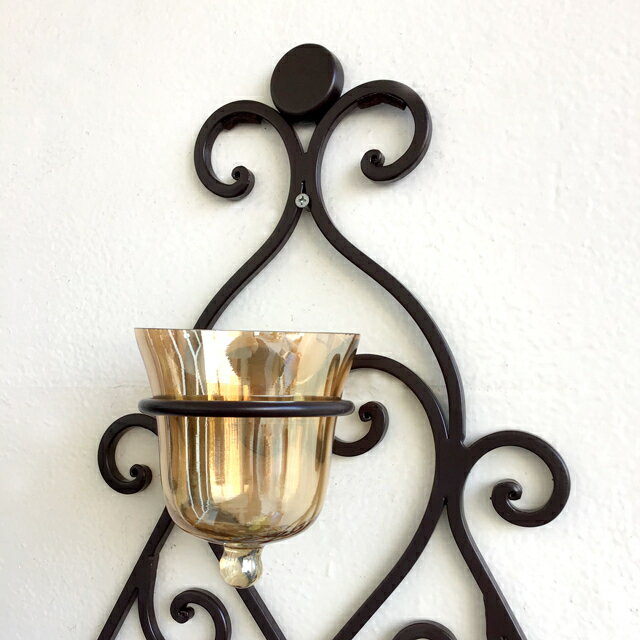 キャンドルホルダー ウォールキャンドルホルダー 壁掛け用 壁掛け一輪挿し 4灯 灯り ウォールデコ ガラス アイアン かわいい おしゃれ オブジェ キャンドル アロマキャンドル ディスプレイ エレガント【送料無料】ウォールキャンドルホルダー4灯