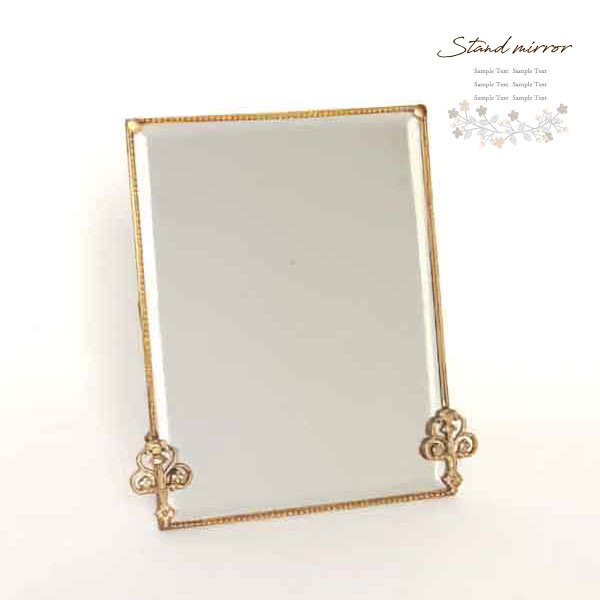 鏡 卓上ミラー おしゃれ アンティーク 角度調節 真鍮 メイクミラー 化粧鏡 化粧ミラー ガラススタンド..