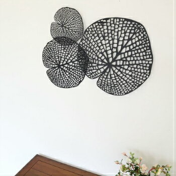 壁飾り 壁掛け 蓮 ロータス ハス ウォールデコレーション ブラック 黒 おしゃれ ウォールデコ ウォールアート アイアン ディスプレイ雑貨 パネル アート カフェ雑貨 アンティーク 北欧 インテリア【送料無料】ウォールアートパネル（ロータス）(3)