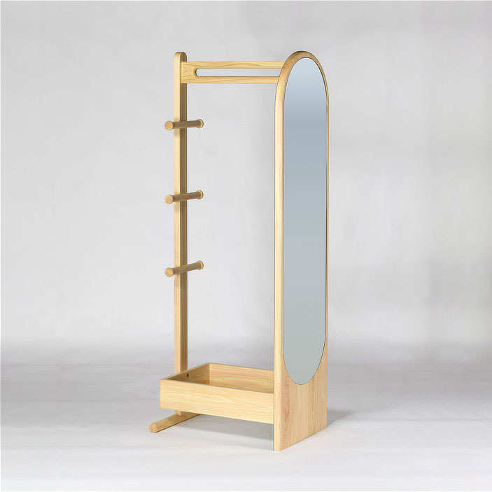 ハンガーラック クローゼット 木製 ミラー付 日本製 国産家具 キッズ用 子供部屋 おしゃれ 北欧 高さ155 幅44 ワードローブ スリム 北欧 クローゼット...