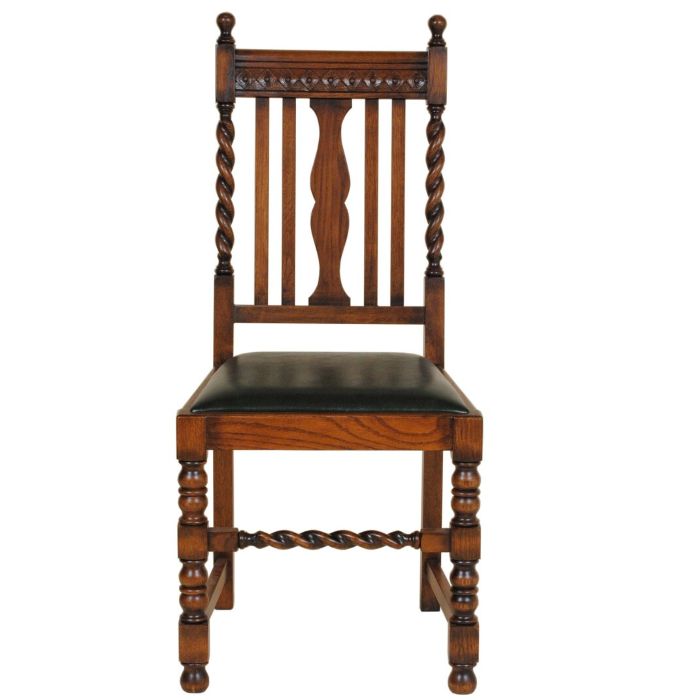 ダイニングチェア アンティーク風 レトロ 椅子 クラシック家具 食卓椅子 アンティーク調家具 アンティークリプロダクション オーク スラットバックチェア 緑合皮