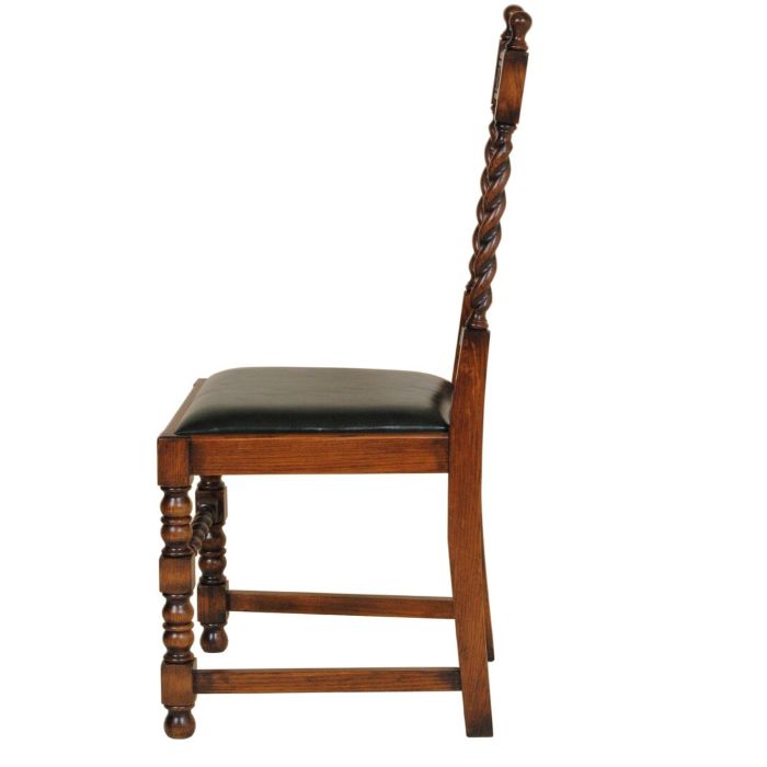 ダイニングチェア アンティーク風 レトロ 椅子 クラシック家具 食卓椅子 アンティーク調家具 アンティークリプロダクション オーク スラットバックチェア 緑合皮 [2]