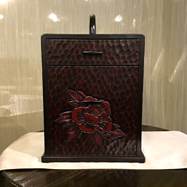 民芸家具 時代箪笥 伝統工芸品 彫刻 鎌倉彫 和家具 和タンス 木製小物 和風チェスト 和モダン 民芸チェスト ミニチェスト 飾り棚家具 アクセサリーケース レトロ 和風家具 民芸家具【送料無料】鎌倉彫風 薬箱二ツ引