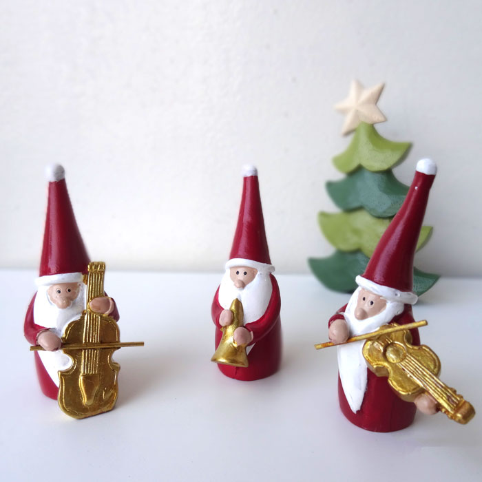 クリスマス 雑貨 置物 おしゃれ かわいい サンタ オーナメント 北欧 サンタクロース オブジェ ディスプレイ 飾り マスコット 贈り物 ギフトプレゼント ハンドメイド【人気商品】MUSIC SANTA SET3のサムネイル