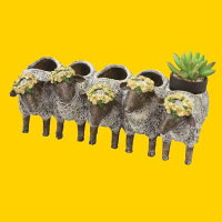 鉢カバー羊ひつじ5匹かわいいおしゃれ陶器インテリア室内フラワーポットアンティークモダンデザイン【送料無料】5匹Garlandひつじベース