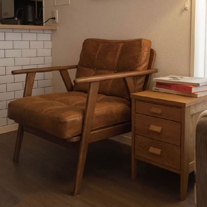 ソファ ソファー 1人掛け 北欧 おしゃれ ローソファ sofa モダン ミッドセンチュリー シンプル リビング フロアソファー 1P レザーファブリック オーク材 完成品 【送料無料】Milago 1P ソファ [2]