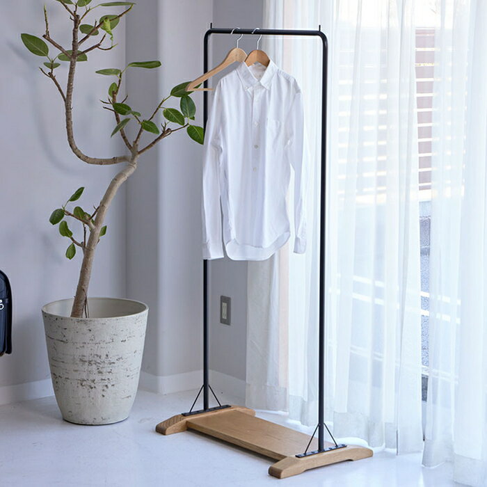 ハンガーラック おしゃれ 北欧 シンプル 洋服掛け コート掛け コートハンガー 玄関収納 衣類収納 オーク無垢 スチール【送料無料】Plain ハンガーラック