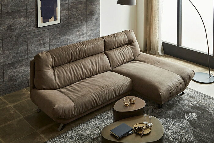 ソファ ソファー SOFA カウチソファ カウチソファー ハイバック オレンジ グレー モダン レザーテックス 右カウチ 左カウチ 3人掛け オットマン 幅256 幅197 ロータイプ 【送料無料】BUENA カウチソファー/3人掛け/オットマン [3]