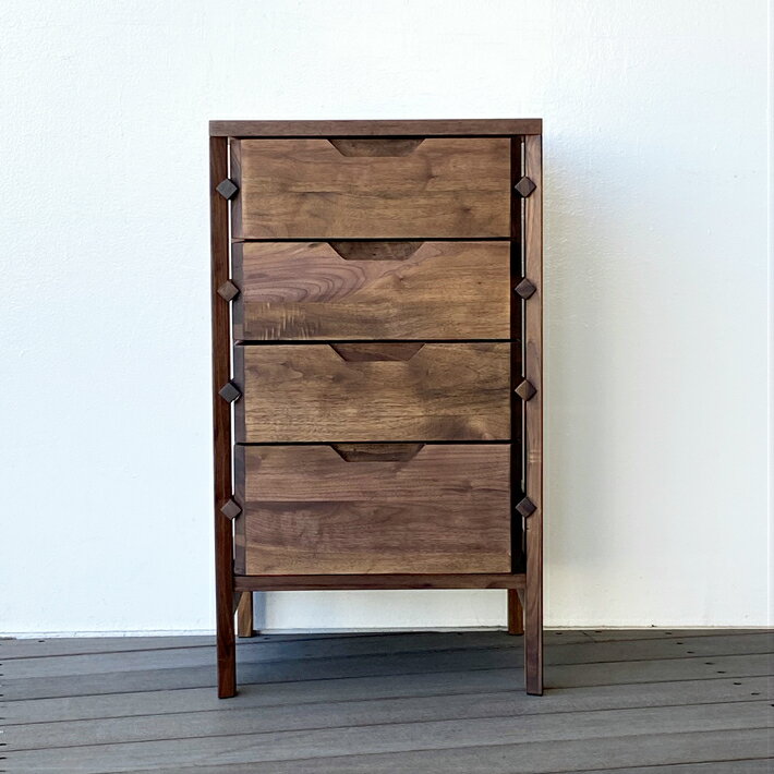 チェスト 4段チェスト 無垢 ウォールナット無垢 おしゃれ 電話台 花台 北欧 木製チェスト 小物収納 サ..