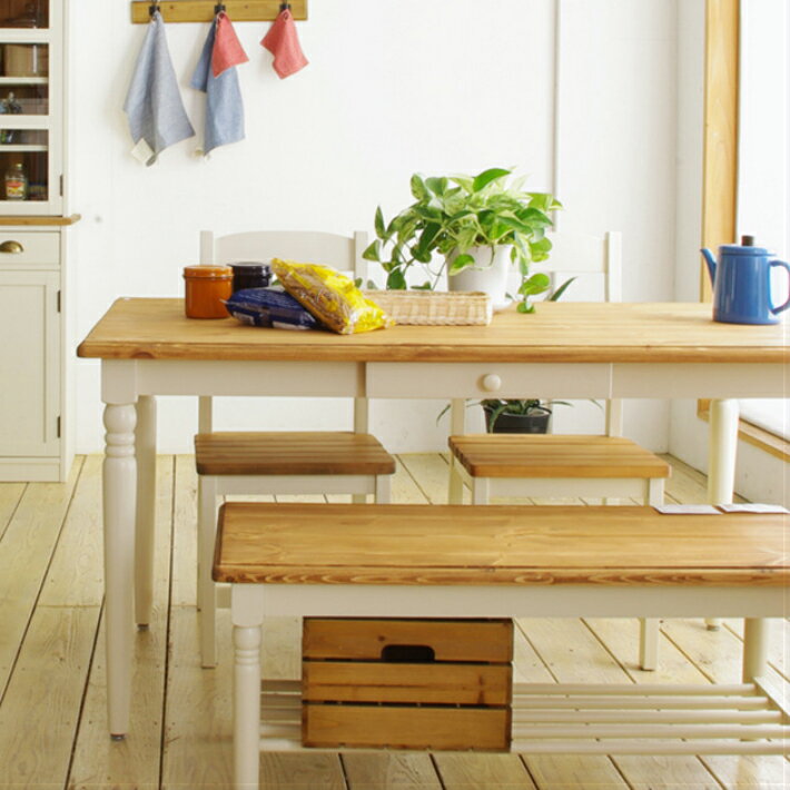 ダイニングテーブル 木製テーブル 4人掛け カントリー アンティーク 北欧 おしゃれ かわいい パイン材 140cm 木製 天然木 食卓テーブル カフェテーブル ナチュラル【開梱設置・送料無料】Leek パイン材テーブル 140cm