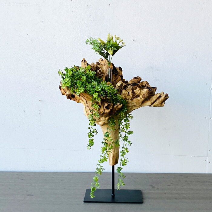 チーク無垢材 インテリア 一輪挿し 花瓶 おしゃれ オブジェ 置物 雑貨 ハンドメイド 木製天然木 無垢材..