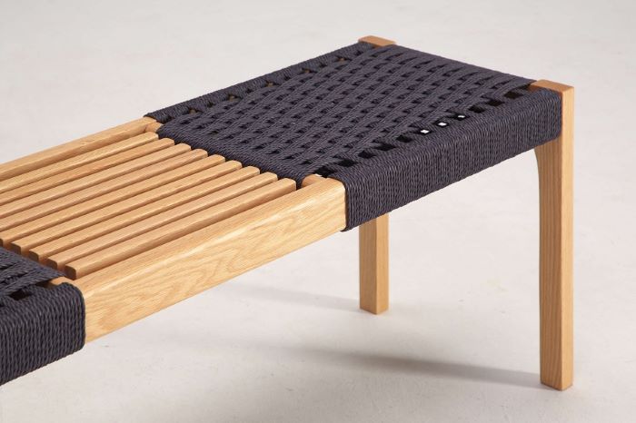 オーク無垢材 ベンチチェア 長椅子 木製ベンチ ペーパーコード 椅子 ダイニングベンチ 国産家具 日本製..