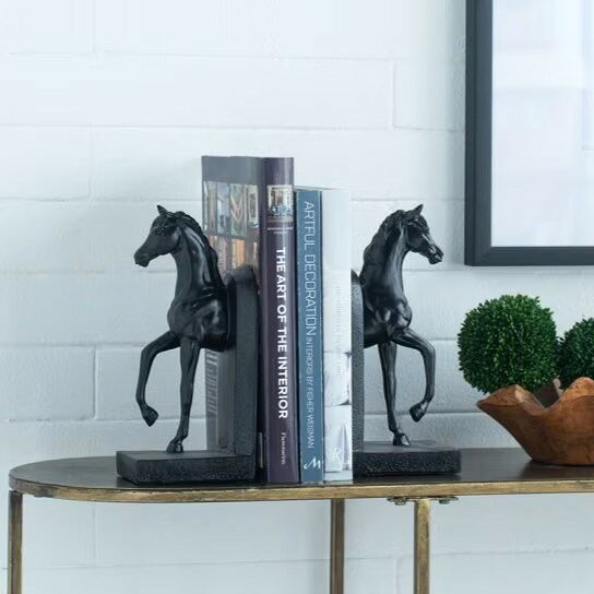 Rakuten - ブックエンド 本立て 馬 うま ホース Horse アンティーク調 ブラック 黒 おしゃれ 高級感 本立て ブックスタンド おしゃれ 卓上 机上 モダン 整理 本棚 仕切り 本 ディスプレイ インテリア雑貨【送料無料】馬のブックエンド 2個セット 高さ27cm