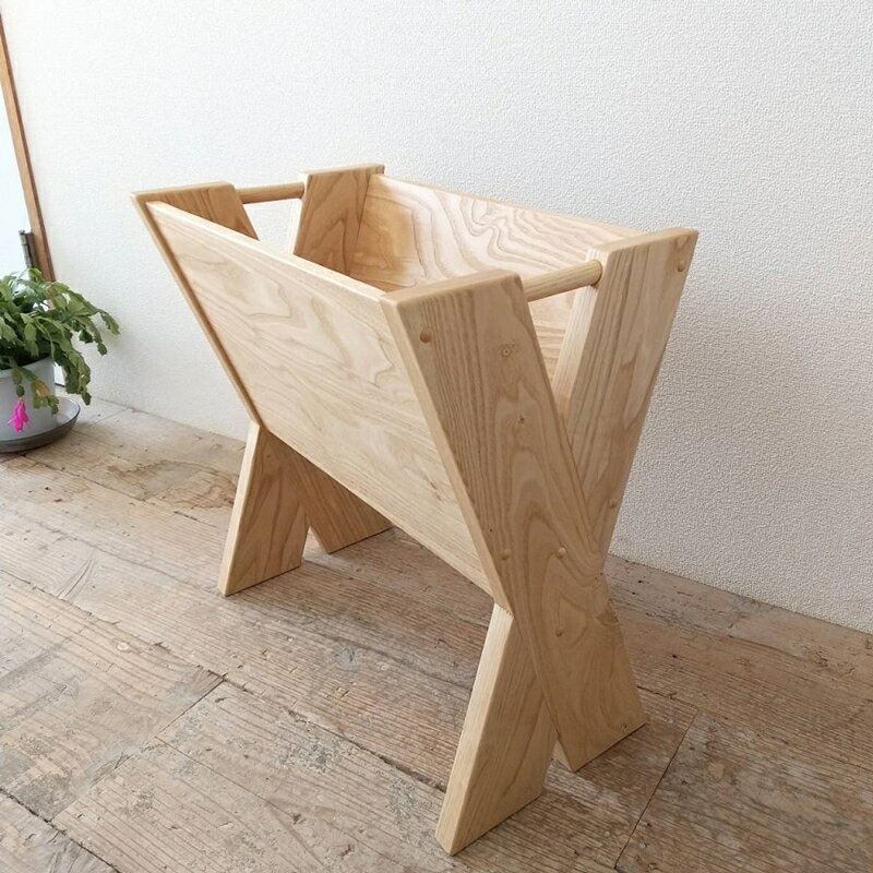 マガジンラック マガジンスタンド ブックスタンド 木製 おしゃれ ナチュラル 北欧 木 無垢 日本製 国産 新聞入れ 雑誌 収納ボックス【送料無料】栗無垢 マガジンラックX