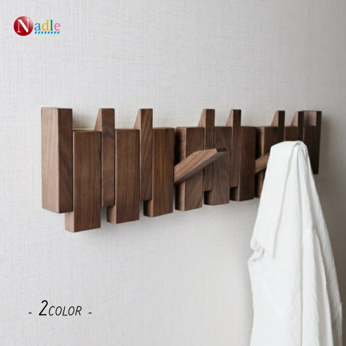 【ss限定・300円クーポンあり!】NADLE 壁掛けフック ウォールハンガー ウォールフック コートハンガー 壁掛け 木製 4連 6連 8連 玄関 北欧 スリ...