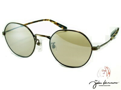 ヘキサゴンなラウンド型/ライトブラウンミラー/アンティークブラウン John Lennon ジョンレノン サングラス 513-4【送料無料】飛沫 防止 UVカット、オシャレ