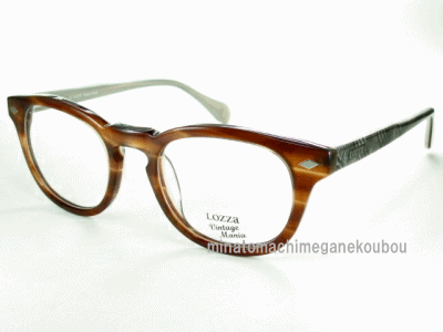 ボストン 型 ブラウン チェック LOZZa ロッツァ めがねフレーム VL-1940-762  度付き 眼鏡 伊達メガネ メンズ 度つき uv おしゃれ
