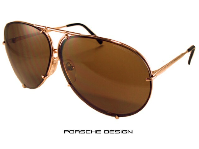 PORSCHE DESIGN ポルシェデザイン サングラス P′8478-A 送料無料 ワイドサイズ な ティアドロップ since1976 ブラウンレンズ+ ライトブルー シルバーミラー 替えレンズ装備 チタン製 ライトゴールド&ブラウン メンズ レディース UVカット