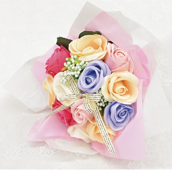 枯れないお花 シャボンフラワー 8カラーカラフルブーケ　※アリス ※ドットクリアバッグ付き　贈り物 プレゼント 母の日 ギフト 花 フラワー 石鹸 造花 石けん 発表会 お花 ソープフラワー